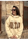 KAPİŞONLU SWEATSHIRT - EKRU