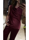 SATEN DEGAJE BLUZ - BORDO