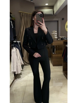 İSPANYOL PAÇA PANTOLON - SİYAH