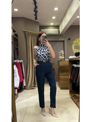 KEMERLİ PANTOLON - LACİVERT