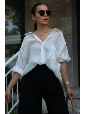 OMZU DÜŞÜK GÖMLEK - BEYAZ