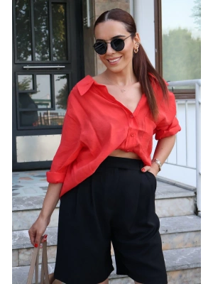 OMZU DÜŞÜK GÖMLEK - KIRMIZI