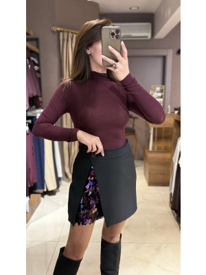 PAYET DETAY MİNİ ETEK - SİYAH