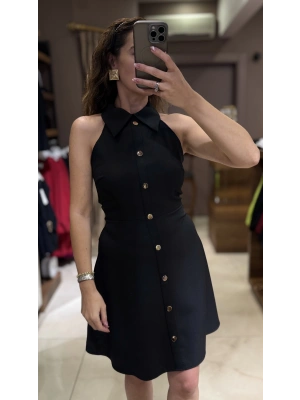 SÜS ÇITÇIT ELBİSE - SİYAH