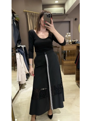 U YAKA UZUN KOL BLUZ - SİYAH