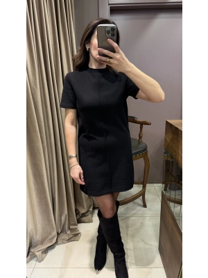 YUMUŞAK MİNİ ELBİSE - SİYAH