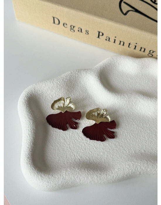 Bordo mix yaprak küpe