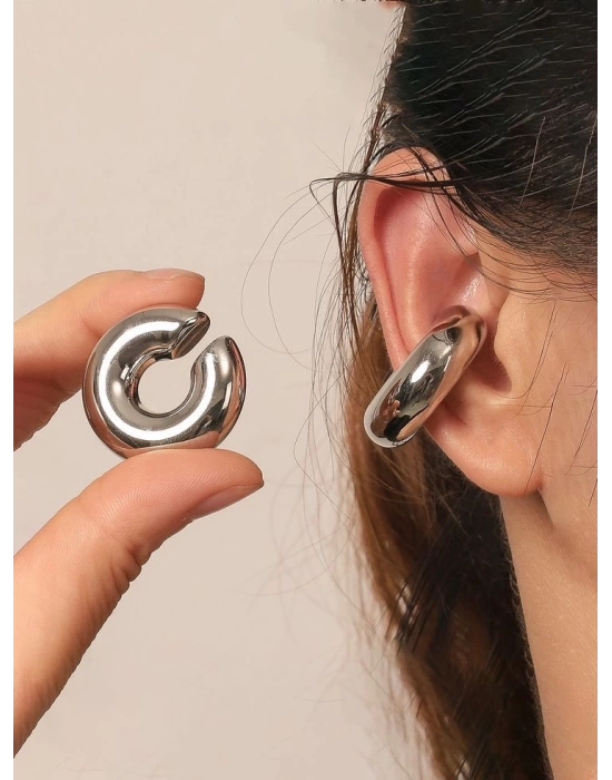 Balon Earcuff Gümüş Küpe