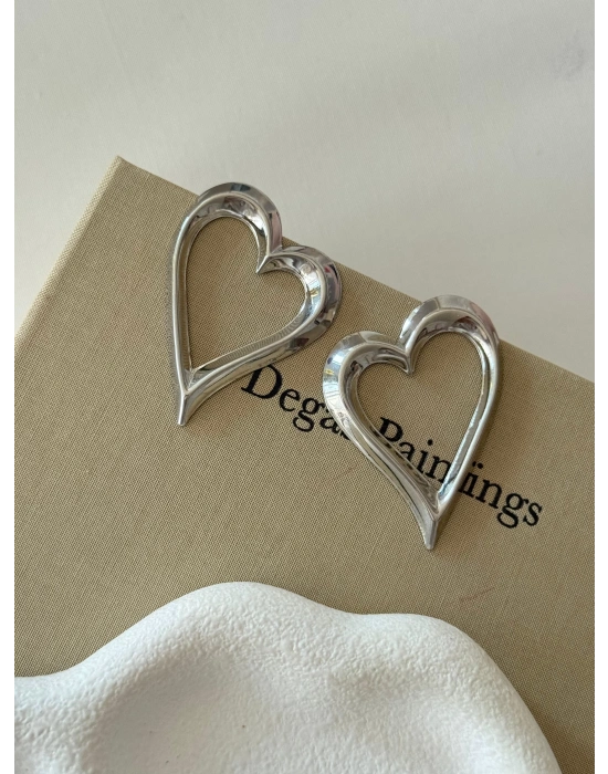 Vintage İçi Boş Kalp Silver Küpe
