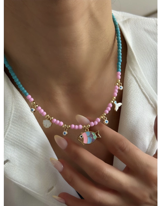 Balık Charm Renkli Kolye