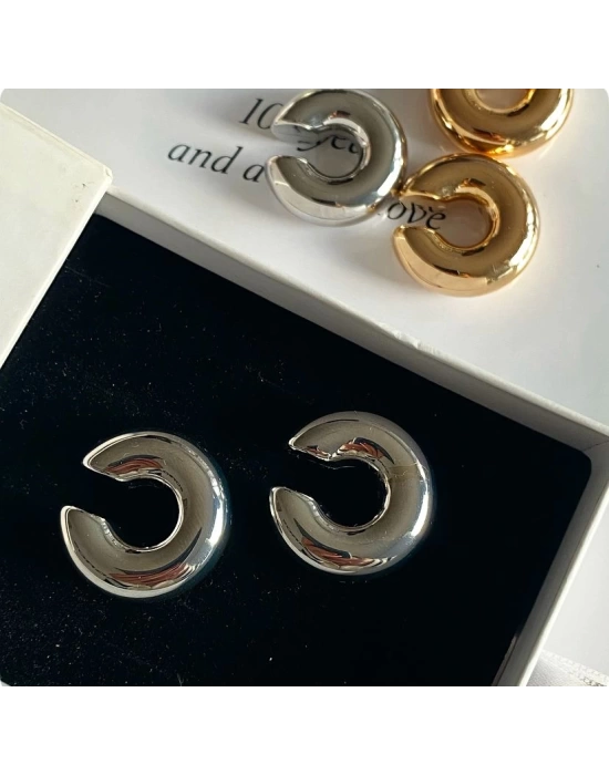 Balon Earcuff Gümüş Küpe