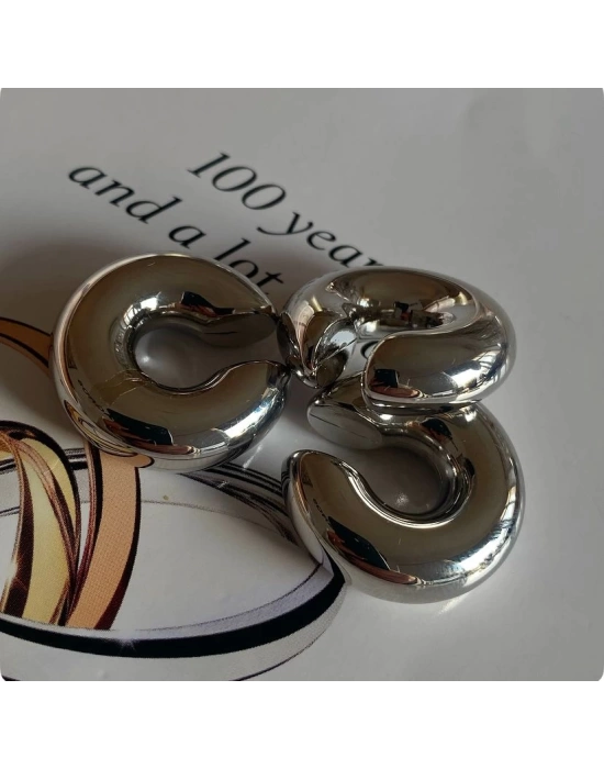 Balon Earcuff Gümüş Küpe
