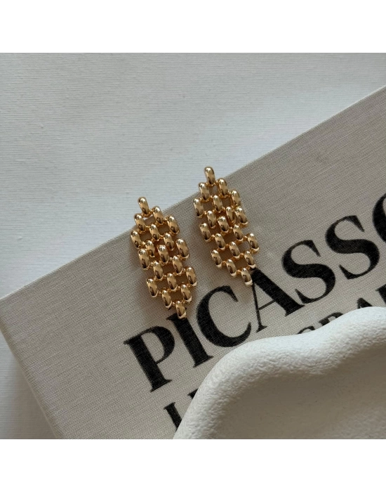 Pinterest Zincir Gold Küpe