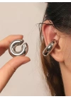 Balon Earcuff Gümüş Küpe