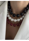 Barok Bordo İnci Kolye