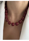 Barok Bordo İnci Kolye