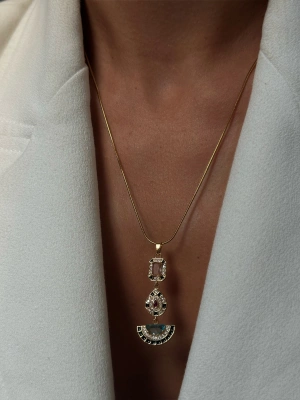 Aura Mavi Çelik kolye