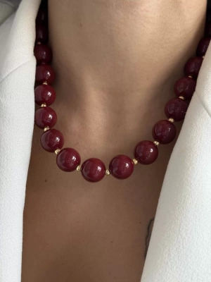Barok Bordo İnci Kolye