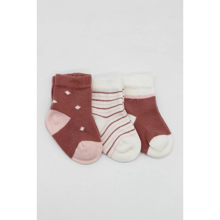 3lü Penye Kız Soket Çorap Bs10112 Pudra