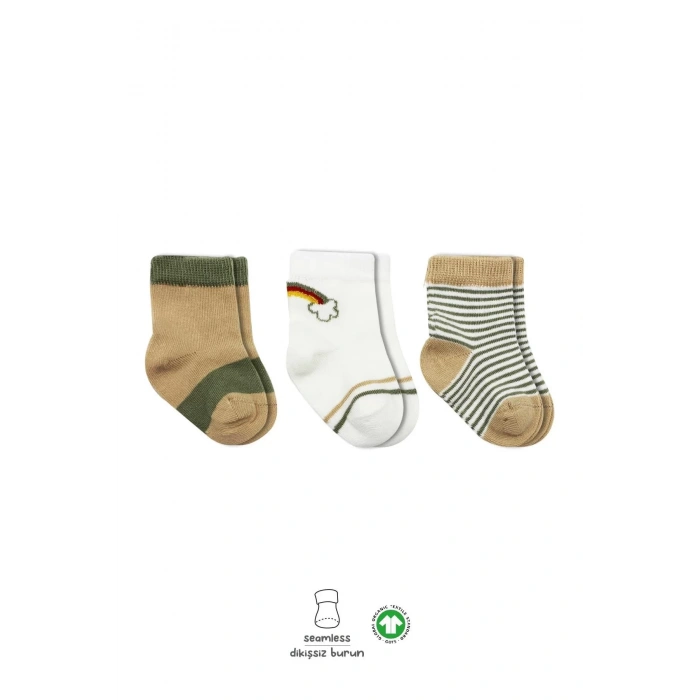 3lü Penye Rainbow Soket Çorap Bs10113 Nil