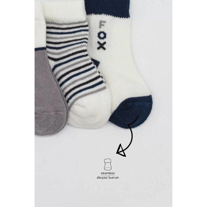 3lü Penye Soket Çorap Bs10109 Gri