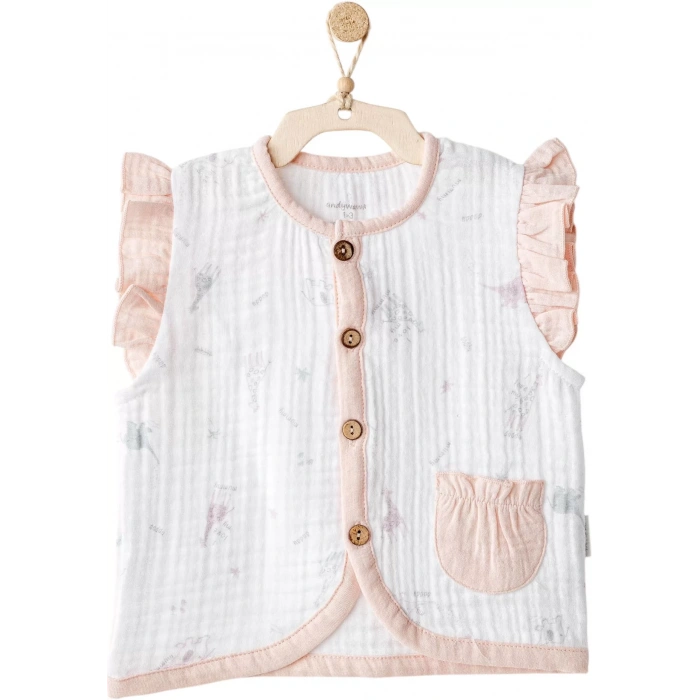 Andywawa Ac25525 Love Family Müslin Yelek Ekru