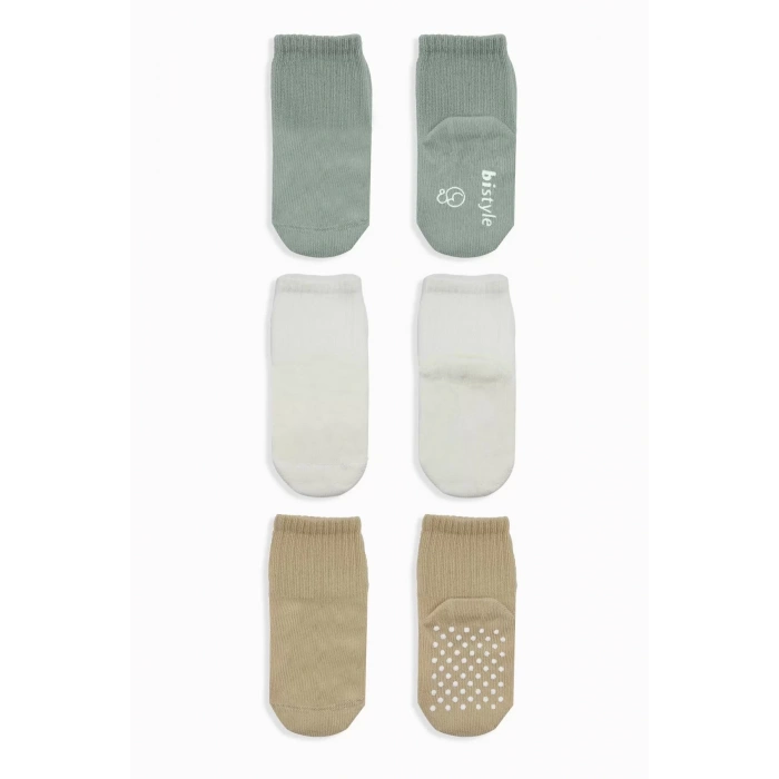 Basic Kaymaz Penye Soket Çorap 3lü Bs10107 Nil Ekru Bej