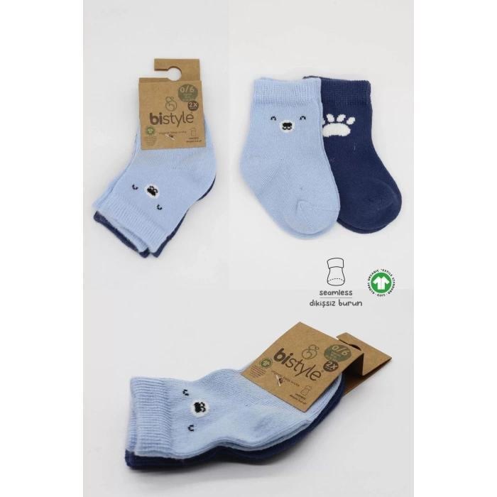 Bear Penye Soket Çorap 2li Mavi