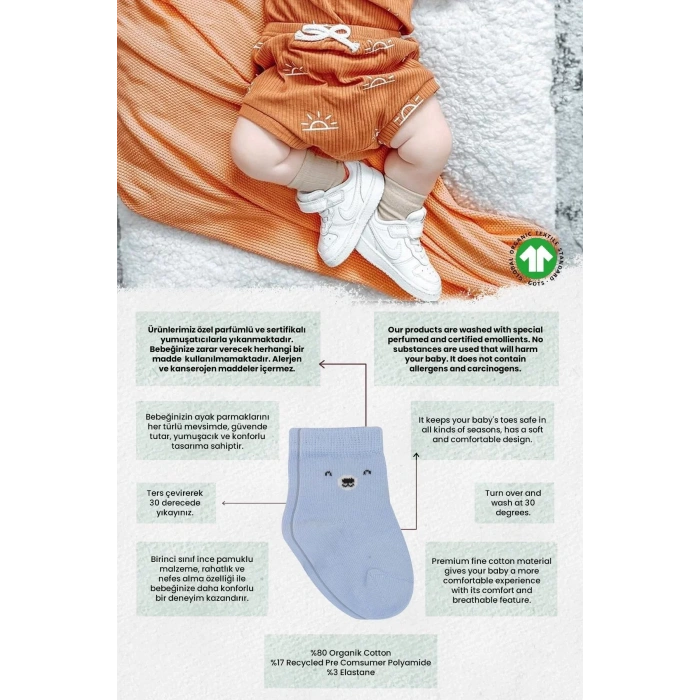 Bear Penye Soket Çorap 2li Mavi