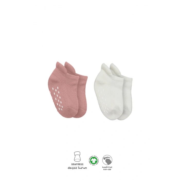 Bistyle 2li Altı Havlu Sneakers Kaymaz Çorap 20501 Ekru Pudra