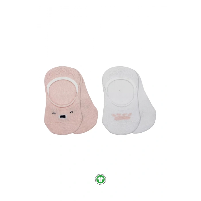 Bistyle 2li Babet Cute Face Penye Çorap 30103 Pembe-beyaz