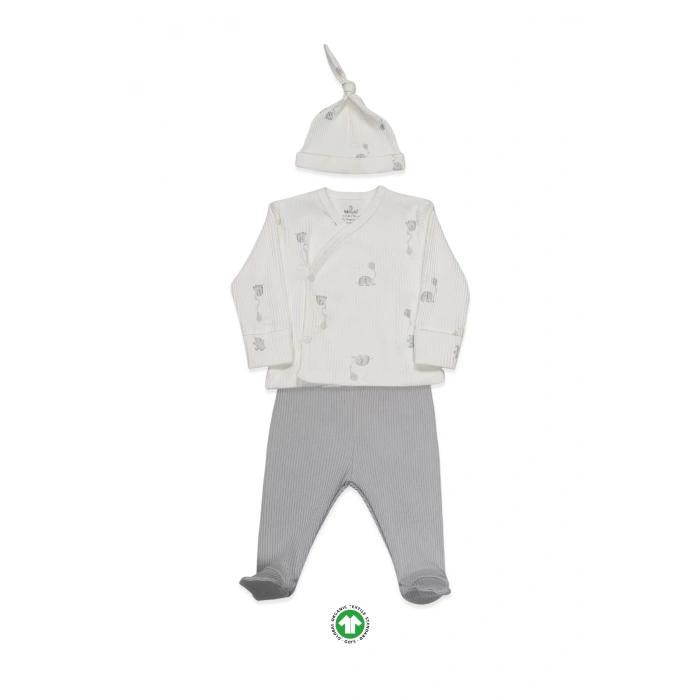 Bistyle Flying Elephant 3lü Zıbın Takım 13111 Ekru Gri