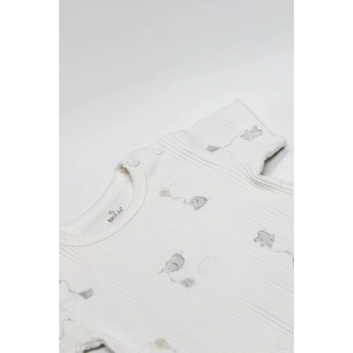 Bistyle Flying Elephant Yarım Kol 2li Body 17116 Ekru Gri