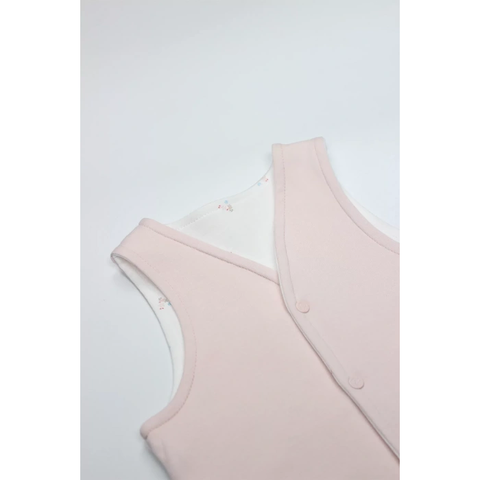 Bistyle Grow İn Love Çift Taraflı Bebe Yelek 18102 Pembe Ekru
