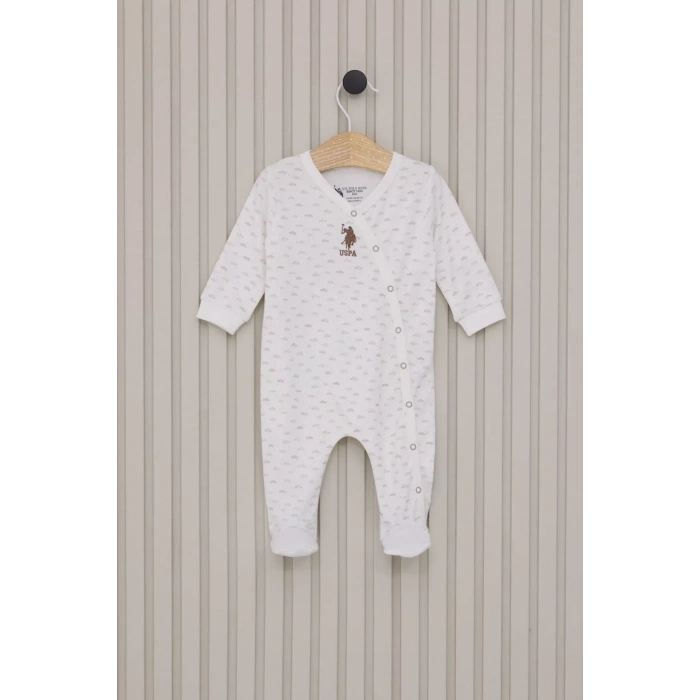 Erkek Bebek Patikli Tulum  Krem