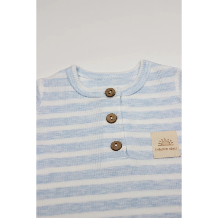 Line Colors Yarım Kol Patiksiz Tulum 15126 Mavi