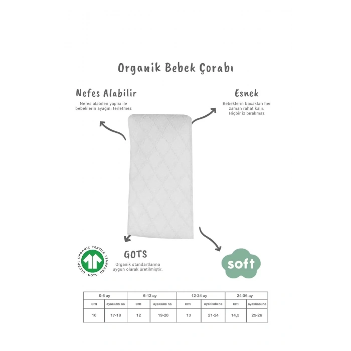 Tekli Ekose Kabartma Penye Külotlu Çorap Bs50105 Beyaz