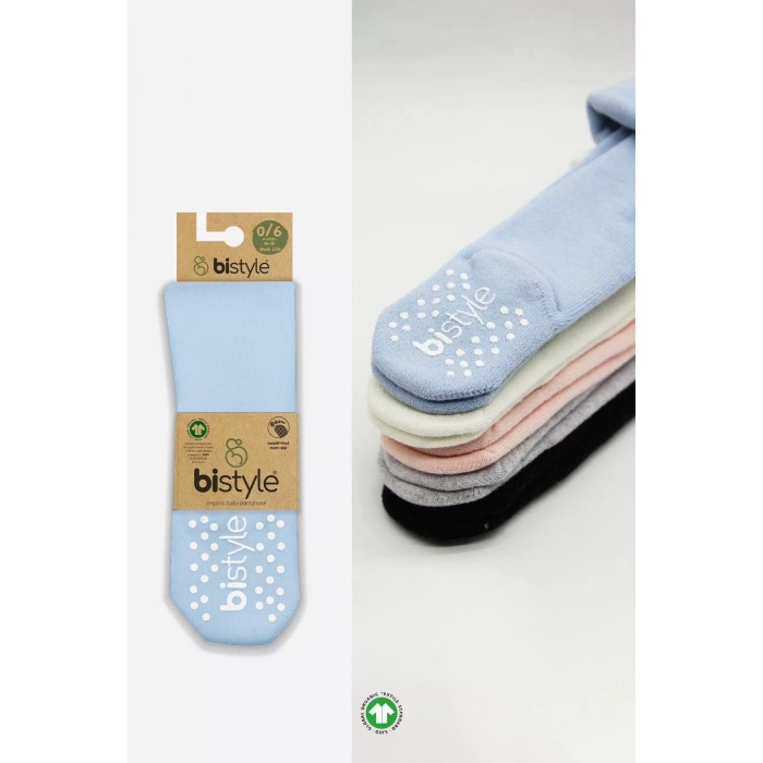 Tekli Kaymaz Basic Külotlu Çorap  Mavi