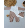 0-3 3-6 Ay Lucky Baby Nakışlı Es Çizgi Boy Şapkalı Erkek Bebek Tulumu Kahverengi