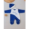 0-3 3-6 Ay Lucky Baby Nakışlı Es Çizgi Boy Şapkalı Erkek Bebek Tulumu Lacivert