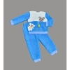 1-2-3 Yaş Sallanan Balık Nakışlı Kuzu Kumaş Sweat Pantolon Uzun Kollu Kız Erkek 2 Li Takımı Saks Mavisi