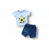 3-6 6-9 9-12 12-18 Ay Avokado Nakışlı Kısa Kollu Sweatli Şortlu 2li Kız-erkek Bebek Takımı Mavi