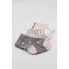 3lü Penye Kız Soket Çorap Bs10112 Gri