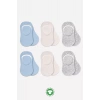 6lı Silikonlu Babet Penye Çorap Bs30101b Mavi Ekru Gri