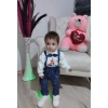 9-12-18 Ay Papyonlu Sweat Kot Pantolon 2li Erkek Bebek Salopet Takımı Lacivert