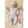 Kelebek Nakışlı Tulumlu % 100 Pamuk Kız Bebek 5li Set