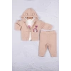 Kirpi Nakışlı % 100 Pamuk 3lü Kız Bebek Takım