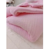 Yenidoğan 4 Kat Müslin Kumaş Kulaklı Patili Fiyonk Bebek Battaniyesi Kundak Pembe