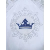 Yenidoğan Saray Kadife Taç Nakışlı İnci Fiyonklu Çift Dantel Duvak Trilüks Kundak Bebek Battaniyesi Lacivert