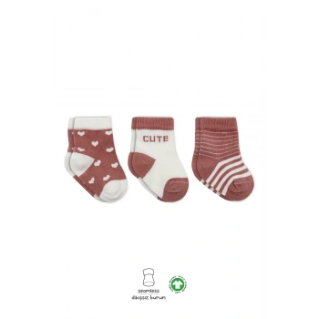 3lü Penye Cute Stars Soket Çorap Bs10115 Pudra